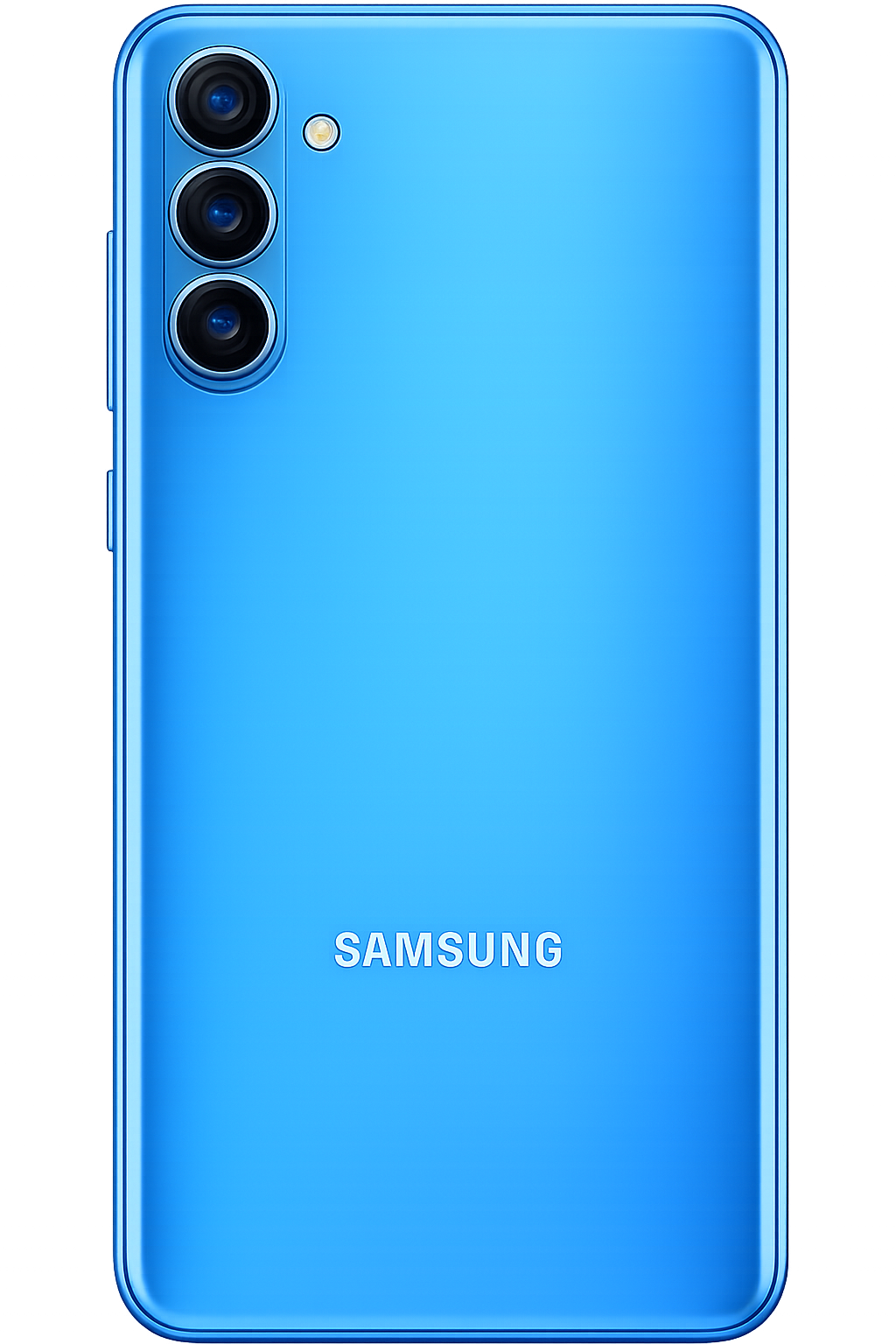 Back side of blue Samsung phone