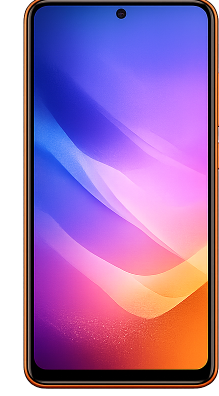 Front side of orange Samsung phone